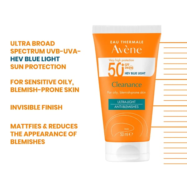 Avène Cleanance واقي شمس SPF 50+ بحجم 50 مل
