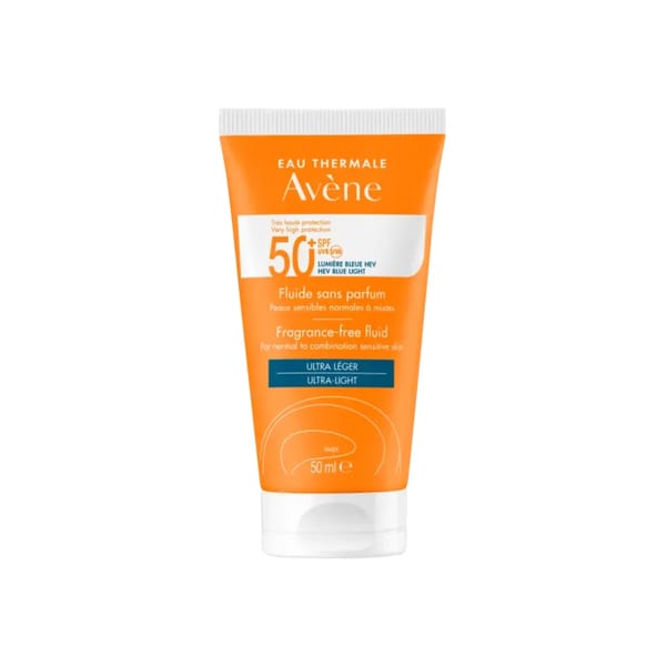 Avène Ultra Broad Spectrum SPF50+ Fluid خالٍ من العطور للبشرة الحساسة العادية إلى المختلطة