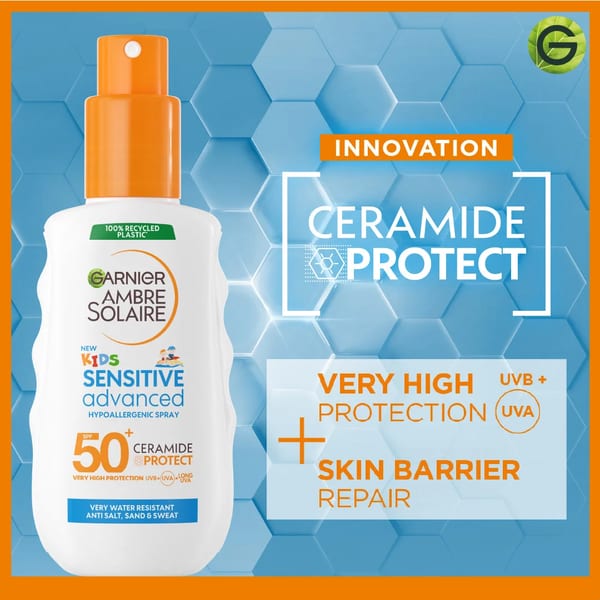 Garnier Ambre Solaire Sensitive Advanced SPF 50+ Ceramide Protect Sunscreen Spray For Kids 150ml