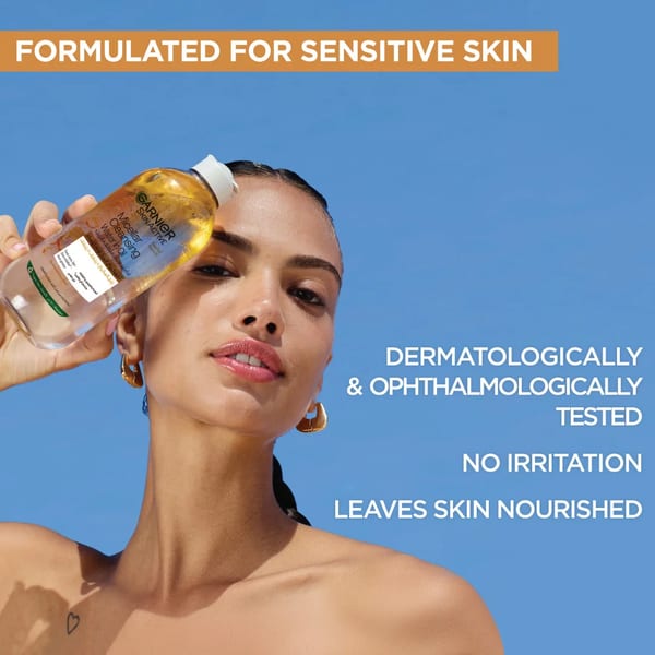 Garnier ماء ميسيلار غني بالزيت منظف للوجه ومزيل مكياج مقاوم للماء