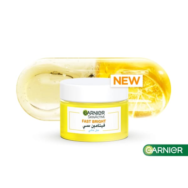 Garnier Skin Active Fast Bright Vitamin C Water Gel مرطب لترطيب يدوم 48 ساعة، مقاوم للبقع الداكنة 30مل
