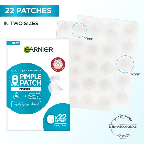 Garnier Skin Active Fast Clear Invisible Pimple Patch 8 Hours Hydrocolloid 22Patches