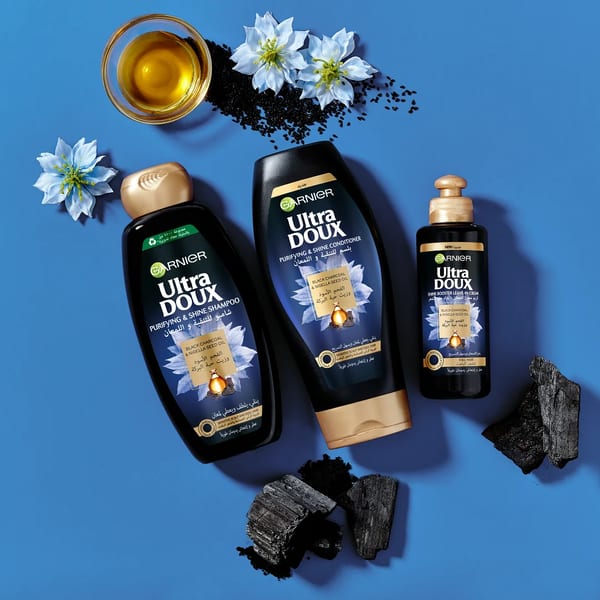 Garnier Ultra Doux Black Charcoal كريم العناية بدون شطف 200ml