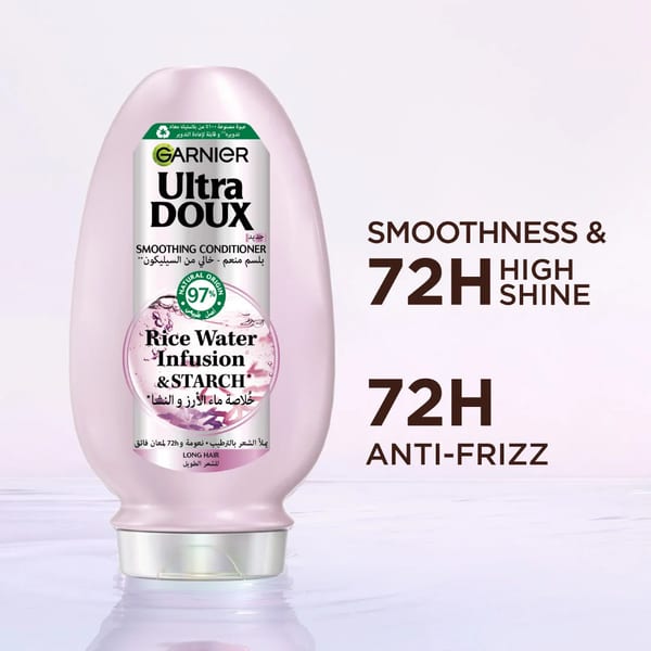 Garnier Ultra Doux Rice Water Infusion & Starch Conditioner للشعر الطويل، نعومة ولمعان 200مل