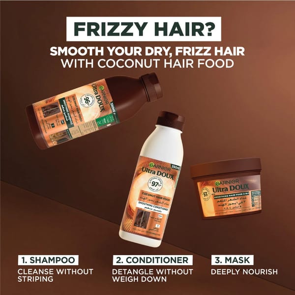 Garnier Ultra Doux بلسم مغذي للشعر بخلاصة جوز الهند والمكاديميا النباتي