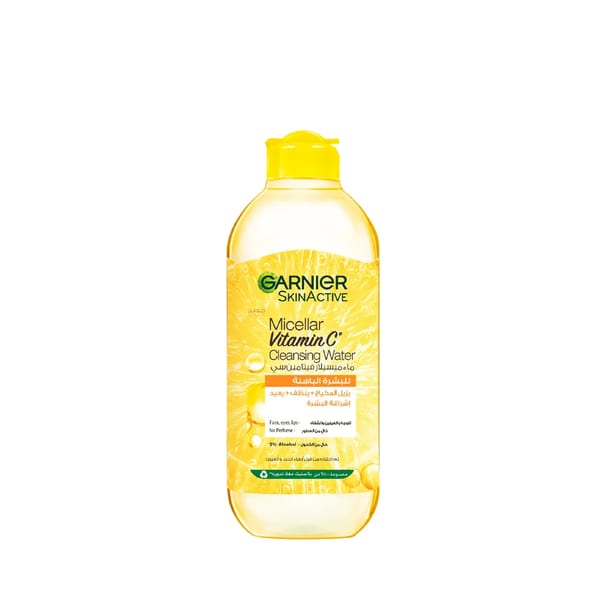 Garnier ماء ميسيلار بفيتامين سي لتنظيف الوجه وإزالة المكياج وإضفاء الإشراقة