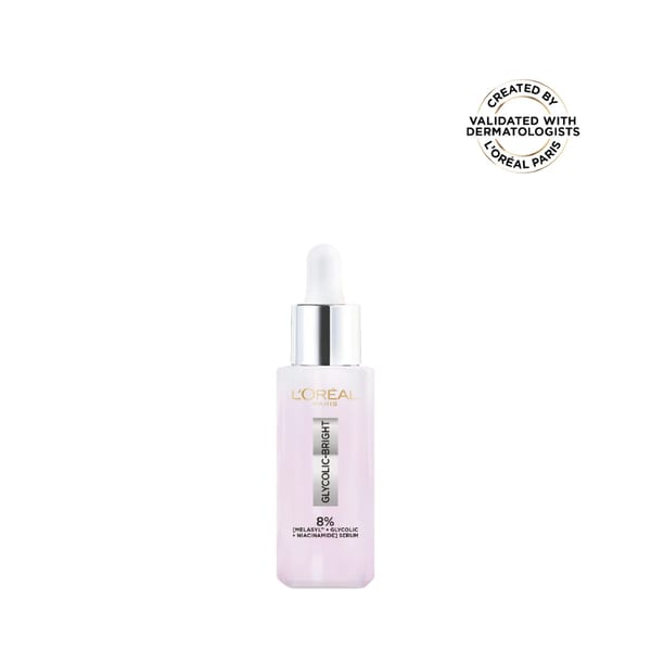 L'Oréal Paris, Glycolic Bright سيروم للوجه، بتركيبة 8% [Melasyl ™ + حمض الجليكوليك + نياسيناميد]، للبقع الداكنة والإشراقة 30مل