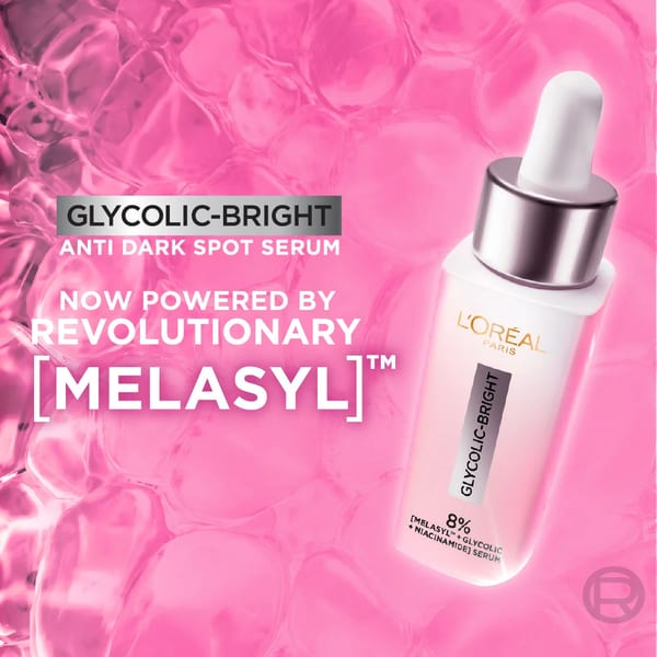 L'Oréal Paris, Glycolic Bright سيروم للوجه، بتركيبة 8% [Melasyl ™ + حمض الجليكوليك + نياسيناميد]، للبقع الداكنة والإشراقة 30مل