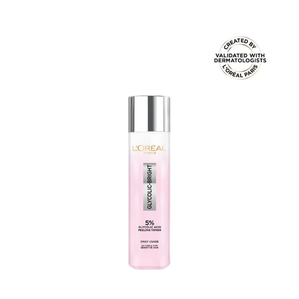 L'Oréal Paris، تونر تقشير مشع بحمض الجليكوليك، بتركيز 5% حمض الجليكوليك، لإشراقة البشرة وتفتيح البقع الداكنة وتوحيد لون البشرة، 128 مل