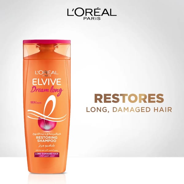 L'Oréal Paris Elvive Dream Long Restoring Shampoo للشعر الطويل التالف مع الكيراتين وزيت الخروع