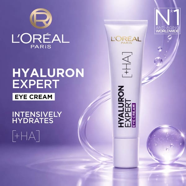 L'Oréal Paris, Hyaluron Expert, كريم مرطب ومنفخ لمنطقة العين، ضد الخطوط الدقيقة، لنفخ محيط العين، مع حمض الهيالورونيك، 50 مل