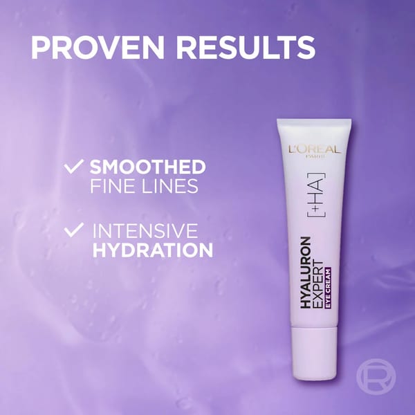 L'Oréal Paris, Hyaluron Expert, كريم مرطب ومنفخ لمنطقة العين، ضد الخطوط الدقيقة، لنفخ محيط العين، مع حمض الهيالورونيك، 50 مل