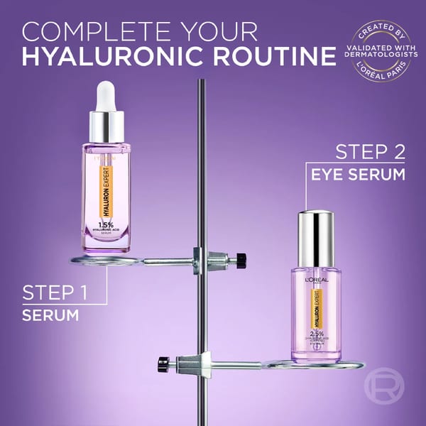 L'Oréal Paris, Hyaluron Expert Eye Serum, علاج محدد لمنطقة محيط العين للترطيب والامتلاء، مع حمض الهيالورونيك والكافيين، 20 مل