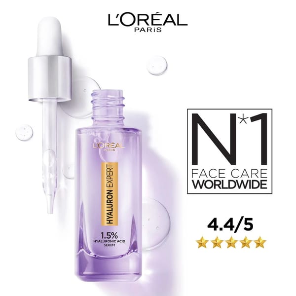 L'Oréal Paris, Hyaluron Expert سيروم للوجه، مع 1.5% حمض الهيالورونيك، لتقليل الخطوط الدقيقة، الترطيب وبشرة بمظهر شبابي، 30مل