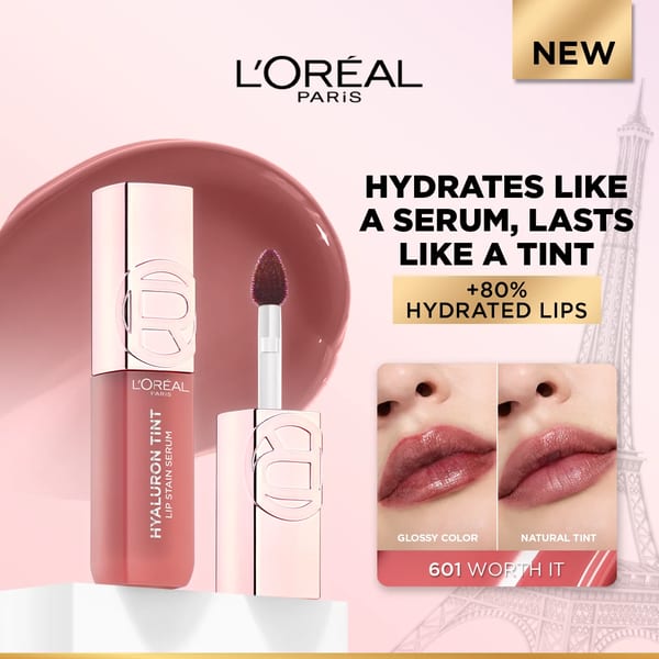 L’Oréal Paris Hyaluron Tint Lip Stain Serum Long Lasting, Hydrating Lip Makeup Infused with Hyaluronic Acid 5ml