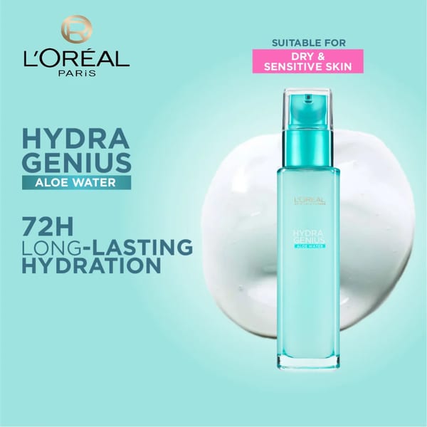 L'Oréal Paris, Hydra Genius, مرطب جل مائي للوجه، مع الألوفيرا، للبشرة الجافة والحساسة، 70مل