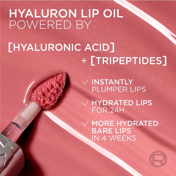 زيت الشفاه Plump Ambition Hyaluron من L’Oréal Paris، ترطيب يدوم 24 ساعة ولمعان ممتلئ