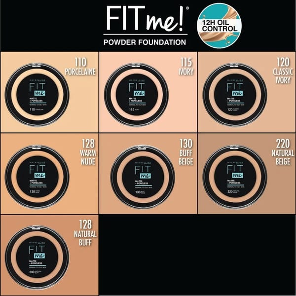 Maybelline New York Fit Me - بودرة بلمسة نهائية مطفية مثالية وتأثير يقلل المسام تدوم حتى 16 ساعة