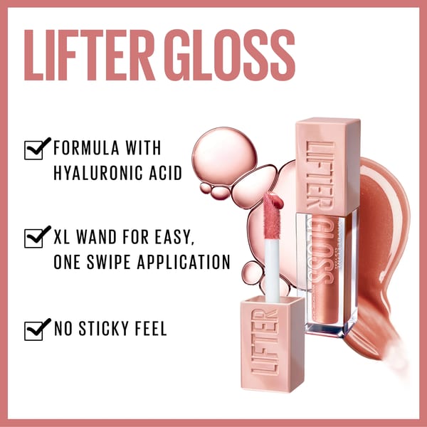 Maybelline New York Lifter Gloss لمعة شفاه بحمض الهيالورونيك لشفاه ناعمة وممتلئة الترطيب
