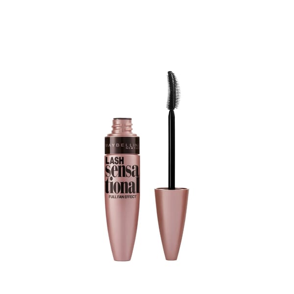 Maybelline New York ماسكارا لاش سنسيشنال القابلة للغسل لتكثيف الرموش وتأثير المروحة الكامل باللون الأسود