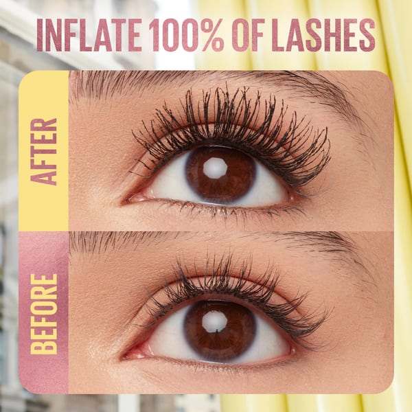 Maybelline New York Colossal Bubble Mascara حجم قابل للبناء ومظهر أنيق مع ثبات طويل لمدة 24 ساعة، فرشاة مشط منتفخة لفصل الرموش