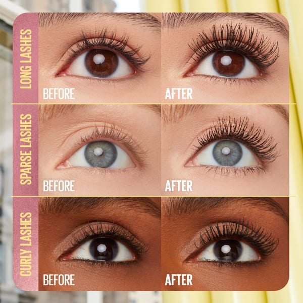 Maybelline New York Colossal Bubble Mascara حجم قابل للبناء ومظهر أنيق مع ثبات طويل لمدة 24 ساعة، فرشاة مشط منتفخة لفصل الرموش