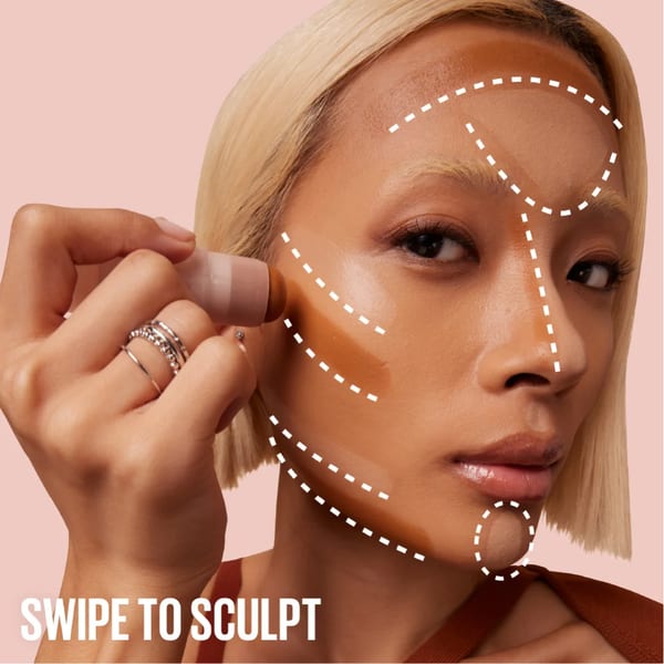 Maybelline New York Lifter Stix عصا الوجه متعددة الاستخدامات، كونتور وبرونزر وخافي عيوب وكريم أساس، مستحضر وجه كريمي شامل
