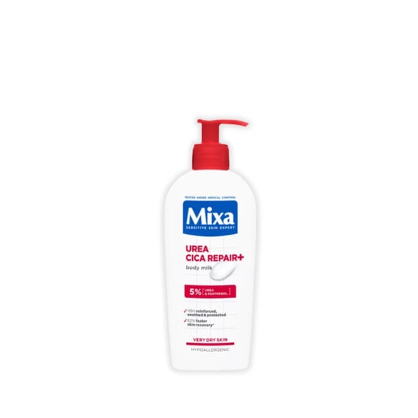 Mixa Urea Cica Repair Body Lotion - للبشرة المصابة بالكيراتوز بيلاريس، الجافة، المتقشرة، بشرة الفراولة، الخشنة، الهشة، والبثور الصغيرة الحمراء - مع 5% يوريا وبانثينول