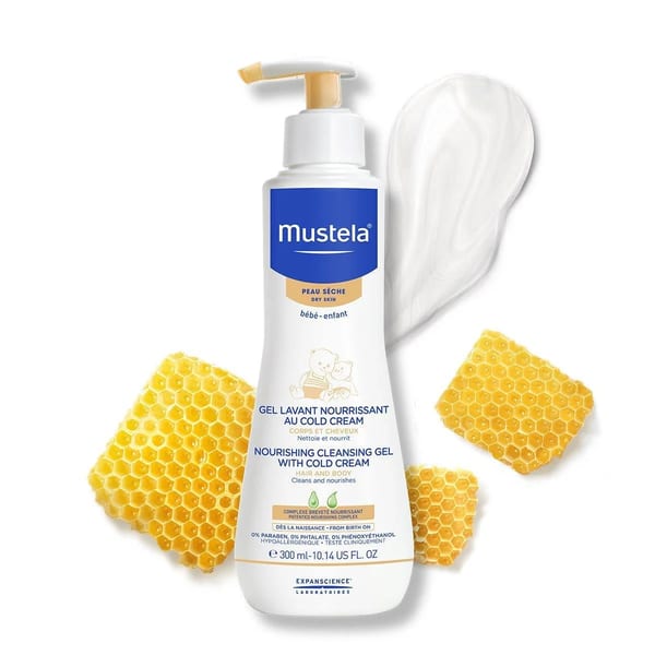 Mustela جل التنظيف المغذي للبشرة الجافة مع الكريم البارد