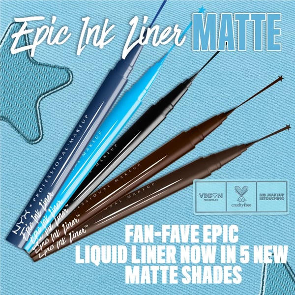 NYX Professional Makeup Epic Ink Liner, كريم أساس سائل مقاوم للماء، تركيبة نباتية، صبغة مكثفة