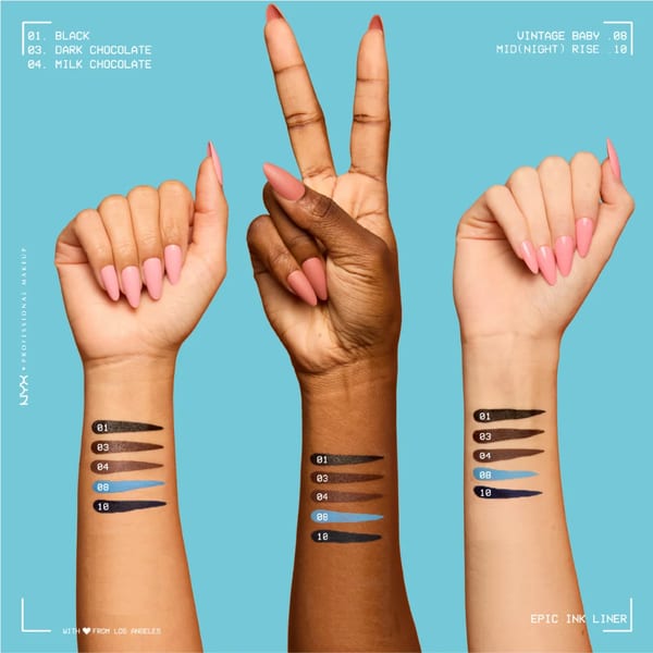 NYX Professional Makeup Epic Ink Liner, كريم أساس سائل مقاوم للماء، تركيبة نباتية، صبغة مكثفة