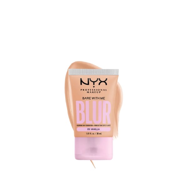 NYX Professional Makeup كريم أساس Bare With Me Blurring Tint، تغطية متوسطة، لمسة نهائية مطفية، مع نياسيناميد، ماتشا وجلسرين، ترطيب لمدة 12 ساعة