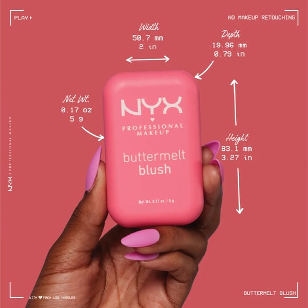 NYX Professional Makeup Buttermelt Blush، كريم خدود بودرة، يدوم حتى 12 ساعة، مقاوم للتلاشي والانتقال