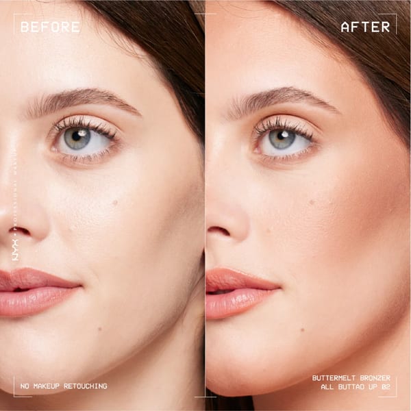 NYX Professional Makeup Buttermelt Bronzer, كريم أساس برونزر بودرة، يدوم 12 ساعة، مقاوم للتلاشي والانتقال، قابل للبناء، نباتي