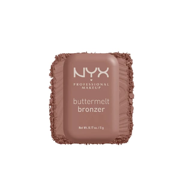 NYX Professional Makeup Buttermelt Bronzer, كريم أساس برونزر بودرة، يدوم 12 ساعة، مقاوم للتلاشي والانتقال، قابل للبناء، نباتي