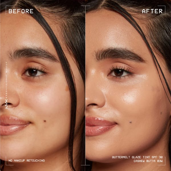 NYX Professional Makeup Buttermelt Glaze Soft Glow Skin Tint + SPF/FPS 30, كريم أساس, يدوم 12 ساعة