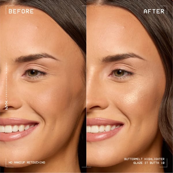 NYX Professional Makeup Buttermelt Highlighter, كريم أساس بودرة، يدوم 12 ساعة، مقاوم للتلاشي والانتقال