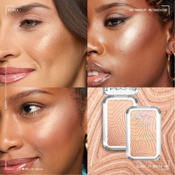 NYX Professional Makeup Buttermelt Highlighter, كريم أساس بودرة، يدوم 12 ساعة، مقاوم للتلاشي والانتقال