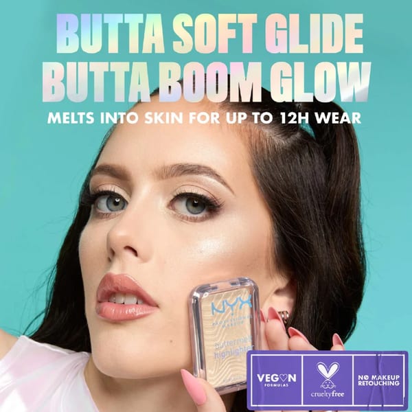 NYX Professional Makeup Buttermelt Highlighter, كريم أساس بودرة، يدوم 12 ساعة، مقاوم للتلاشي والانتقال