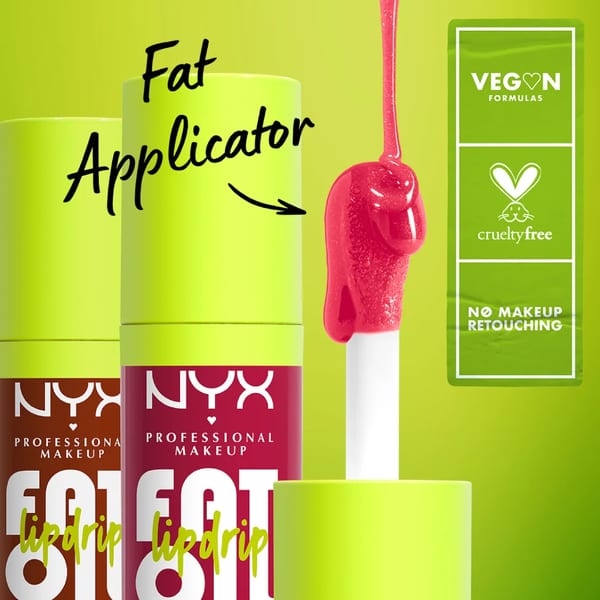 NYX Professional Makeup Fat Oil Lip Drip, Moisturizing, Shiny, Vegan Tinted Lip Gloss, Non-Sticky Finish, 12H Hydration, Squalane, Raspberry and Cloudberry Oils