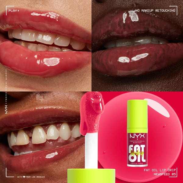NYX Professional Makeup Fat Oil Lip Drip, Moisturizing, Shiny, Vegan Tinted Lip Gloss, Non-Sticky Finish, 12H Hydration, Squalane, Raspberry and Cloudberry Oils