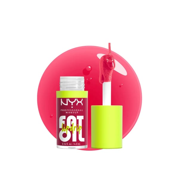 NYX Professional Makeup Fat Oil Lip Drip, Moisturizing, Shiny, Vegan Tinted Lip Gloss, Non-Sticky Finish, 12H Hydration, Squalane, Raspberry and Cloudberry Oils