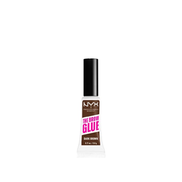 NYX Professional Makeup The Brow Glue Extreme Hold Eyebrow Setting Gel, ثبات يدوم 16 ساعة، تركيبة نباتية، لمسة نهائية طبيعية، مع فرشاة تطبيق