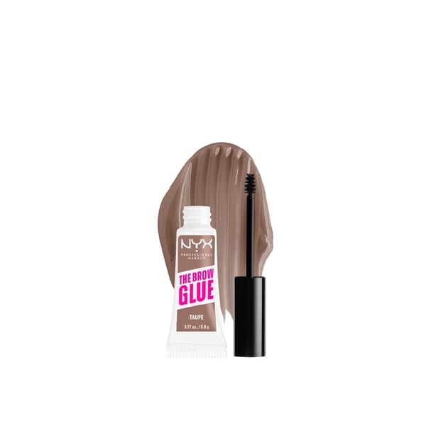 NYX Professional Makeup The Brow Glue Extreme Hold Eyebrow Setting Gel, ثبات يدوم 16 ساعة، تركيبة نباتية، لمسة نهائية طبيعية، مع فرشاة تطبيق