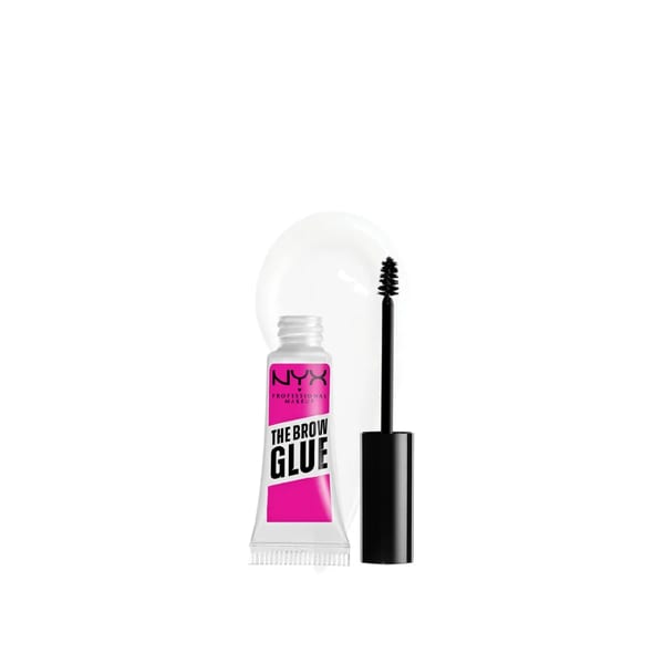 NYX Professional Makeup The Brow Glue Extreme Hold Eyebrow Setting Gel, ثبات يدوم 16 ساعة، تركيبة نباتية، لمسة نهائية طبيعية، مع فرشاة تطبيق