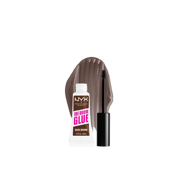 NYX Professional Makeup The Brow Glue Extreme Hold Eyebrow Setting Gel, ثبات يدوم 16 ساعة، تركيبة نباتية، لمسة نهائية طبيعية، مع فرشاة تطبيق