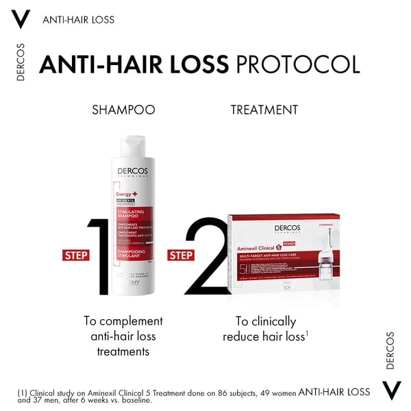 Vichy Dercos Aminexil Clinical 5 علاج تساقط الشعر للنساء × 21 جرعة