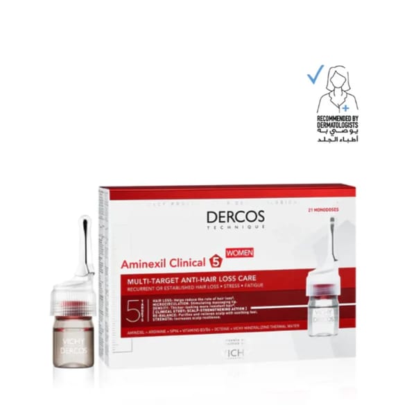 Vichy Dercos Aminexil Clinical 5 علاج تساقط الشعر للنساء × 21 جرعة